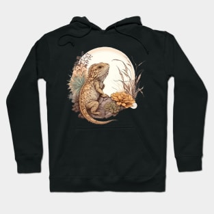 Bearded Dragon Ukiyoe Illustration Lizard Reptile Art Hoodie